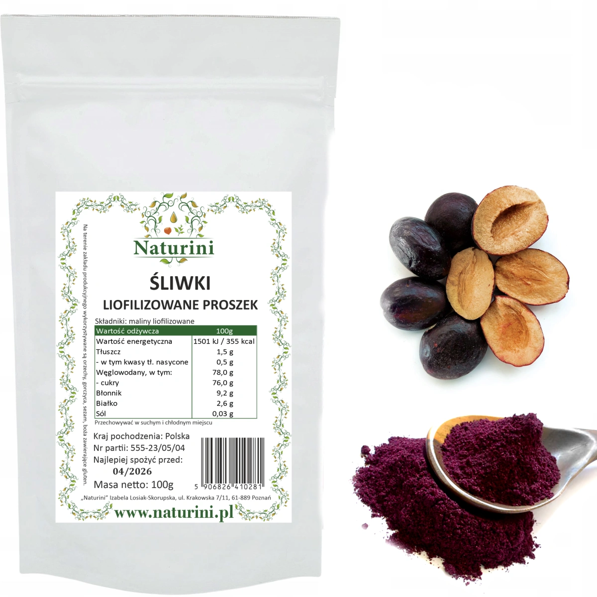 Ananasy liofilizowane proszek Naturini